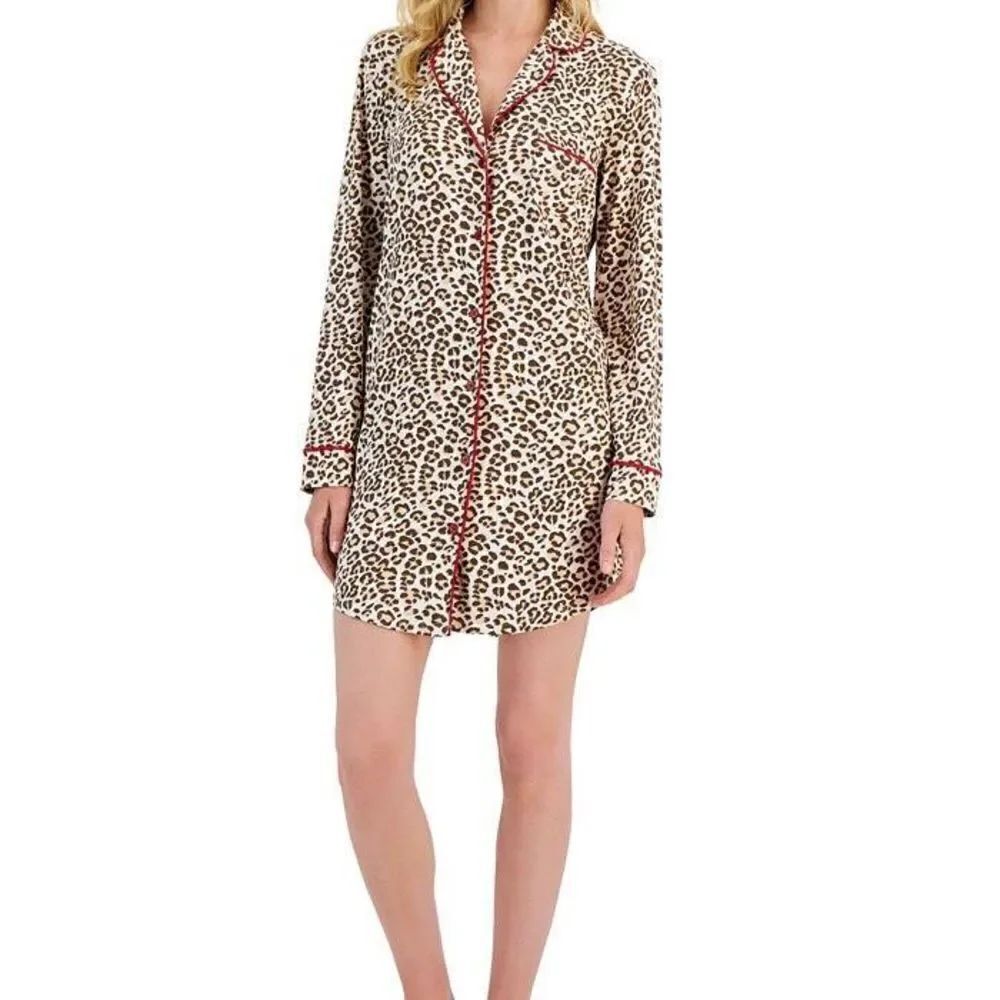 Charter Club Intimates Soft Sueded LeopardโPrintโNightshirt